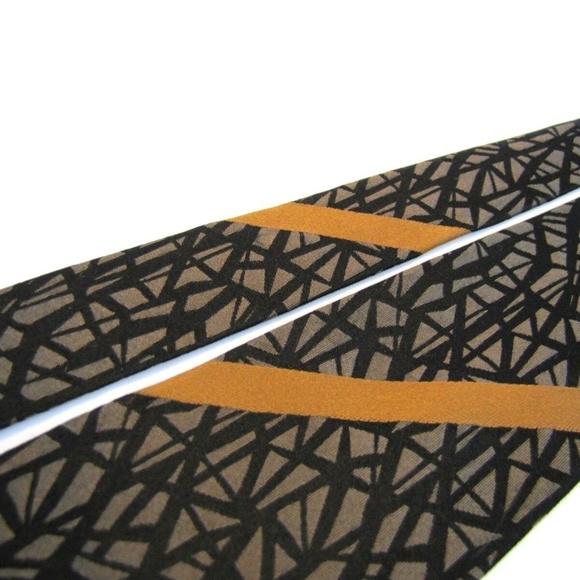 PANCALDI Tie Black Gray Bronze Lattice Web Stripe - Picture 6 of 7